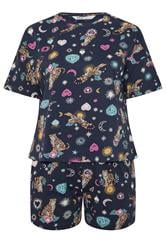 YOURS Plus Size Navy Blue Celestial Short Sleeve Pyjama Set | Yours Clothing 5