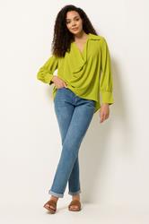 M&Co Green Drape Front Blouse | M&Co 1