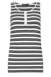 LTS Tall Black & White Stripe Ribbed Placket Vest