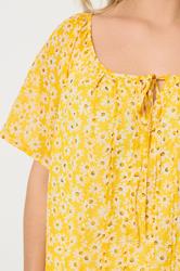 YOURS Plus Size Black & White Floral Tie Neck Pintuck Blouse | Yours Clothing 4