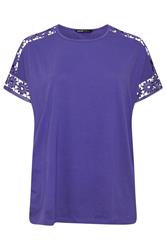 YOURS camiseta morada con mangas de crochet