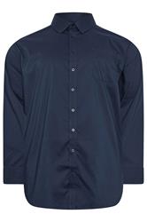 D555 Big & Tall Langarmhemd in Marineblau mit Stretch