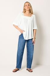 LTS Tall Women's White Square Neck Textured Top | Long Tall Sally 2