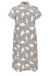 EVANS Plus Size White & Black Linear Shirt Dress | Evans 6