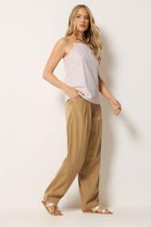 LTS Tall Women's Stone Brown Cotton Barrel Leg Trousers | Long Tall Sally 3