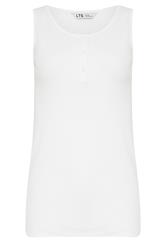 LTS Tall White Ribbed Placket Vest Top