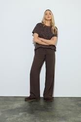 LTS Tall Women's Chocolate Brown Wide Leg Linen Trousers | Long Tall Sally 3