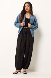 PixieGirl Petite Women's Blue Linen Bomber Jacket | PixieGirl 1