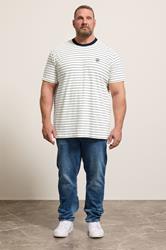 BadRhino Big & Tall Off-White Extra Long Stripe Pique T-Shirt | BadRhino 2