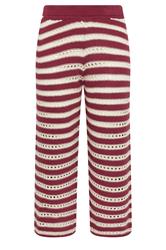 LIMITED COLLECTION Curve Burgundy Red Stripe Crochet Wide Leg Trousers