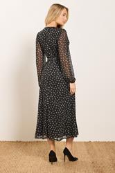 M&Co Black Polka Dot Mesh Wrap Dress | M&Co 2