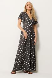 LTS Tall Women's Chocolate Brown Polka Dot Wrap Maxi Dress | Long Tall Sally  3