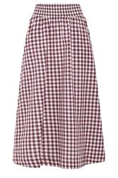PixieGirl Petite Women's Plum Purple Gingham Cotton Shirred Maxi Skirt | PixieGirl 6
