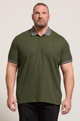 BadRhino Big & Tall Khaki Green Two Tone Waffle Polo Shirt | BadRhino 3