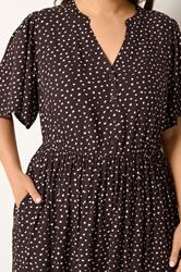 YOURS Plus Size Brown Spot Print Notch Neck Maxi Dress | Yours Clothing 4
