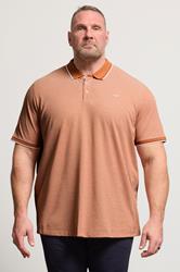 JACK & JONES Big & Tall Orange Tipped Polo Shirt | BadRhino 3