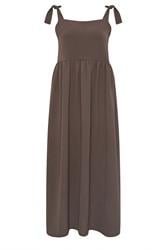 LTS Tall Chocolate Brown Tie Detail Midi Sundress