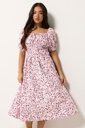 PixieGirl Petite Women's Pink Animal Print Midi Dress | PixieGirl 3