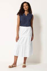 M&Co White Broderie Tiered Cotton Maxi Skirt | M&Co  1