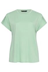 EVANS Camiseta de crochet verde salvia con hombros