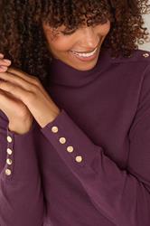 M&Co Berry Purple Button Turtle Neck Jumper | M&Co 4
