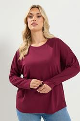 YOURS Plus Size Red Oversized Long Sleeve Top | Yours Clothing 3