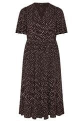 YOURS Plus Size Brown Spot Print Notch Neck Maxi Dress | Yours Clothing 5