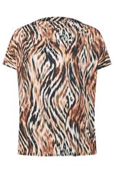 YOURS LONDON bruine top met zebraprint en gedrappeerde schouders