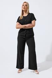 LIMITED COLLECTION Plus Size Black Crinkle Short Sleeve Top | Yours Clothing 2