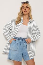 YOURS Plus Size Black & White Linen Stripe Shirt | Yours Clothing 3