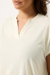 YOURS Plus Size Ivory White Notch Neck T-Shirt | Yours Clothing 4