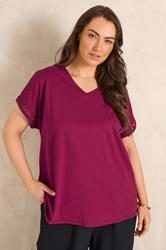 EVANS Plus Size Red Crochet Trim T-Shirt | Evans  3