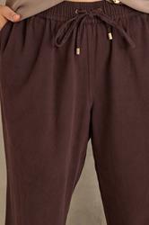 EVANS Plus Size Chocolate Brown Cotton Wide Leg Trouser | Evans 5