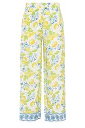 PixieGirl Petite Women's Yellow Lemon Print Wide Leg Trousers | PixieGirl 5