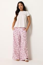 PixieGirl Petite Women's Pink Animal Print Wide Leg Trousers | PixieGirl  3