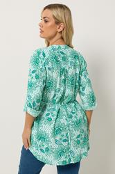 YOURS Plus Size Green Paisley Pintuck Blouse | Yours Clothing 2