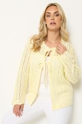 YOURS Plus Size Lemon Yellow Crochet Cardigan | Yours Clothing 1