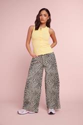 PixieGirl Petite Women's Light Brown Leopard Print Wide Leg Jeans | PixieGirl 3