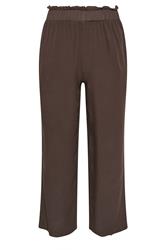 PixieGirl Petite Women's Chocolate Brown Elasticated Waist Wide Leg Trousers | PixieGirl 5