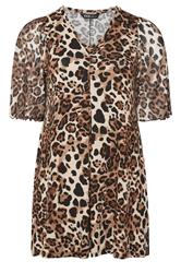 YOURS Plus Size Brown Animal Print Mesh Sleeve Top | Yours Clothing 5