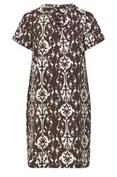 EVANS Curve Chocolate Brown Abstract Print Midi Shift Dress