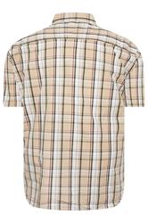 KAM Big & Tall Stone Brown Check Short Sleeve Shirt | BadRhino 4