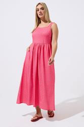 LIMITED COLLECTION Plus Size Pink Gingham Maxi Dress | Yours Clothing 3