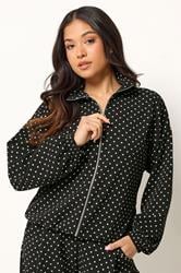 PixieGirl Petite Women's Black Polka Dot Funnel Neck Jacket | PixieGirl 3