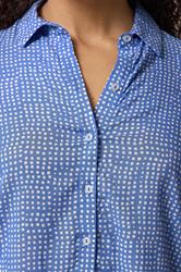 M&Co Blue Dot Print Tab Sleeve Shirt 4