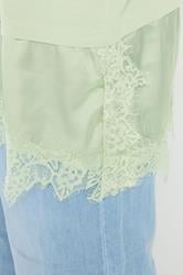 YOURS Plus Size Green Satin Lace Trim T-Shirt | Yours Clothing 4