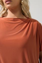 YOURS LONDON Plus Size Rust Orange Drape Shoulder Top | Yours Clothing 4