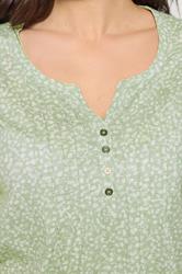 M&Co Sage Green Ditsy Floral Cotton Henley Top | M&Co 4