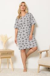 YOURS Plus Size Grey Cluster Heart Nightdress | Yours Clothing 1