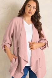 EVANS Plus Size Pink Lightweight Waterfall Jacket | Evans 3